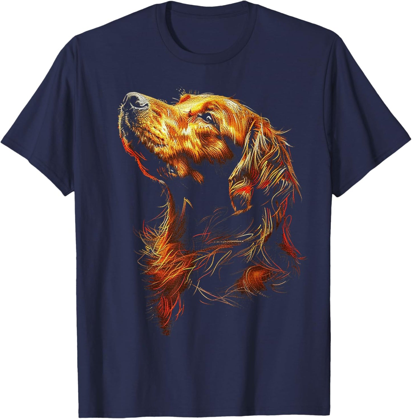 Golden Retriever Dog Motif Pet Illustration Golden Retriever Women Kids T-Shirt - T-Shirt | Navy