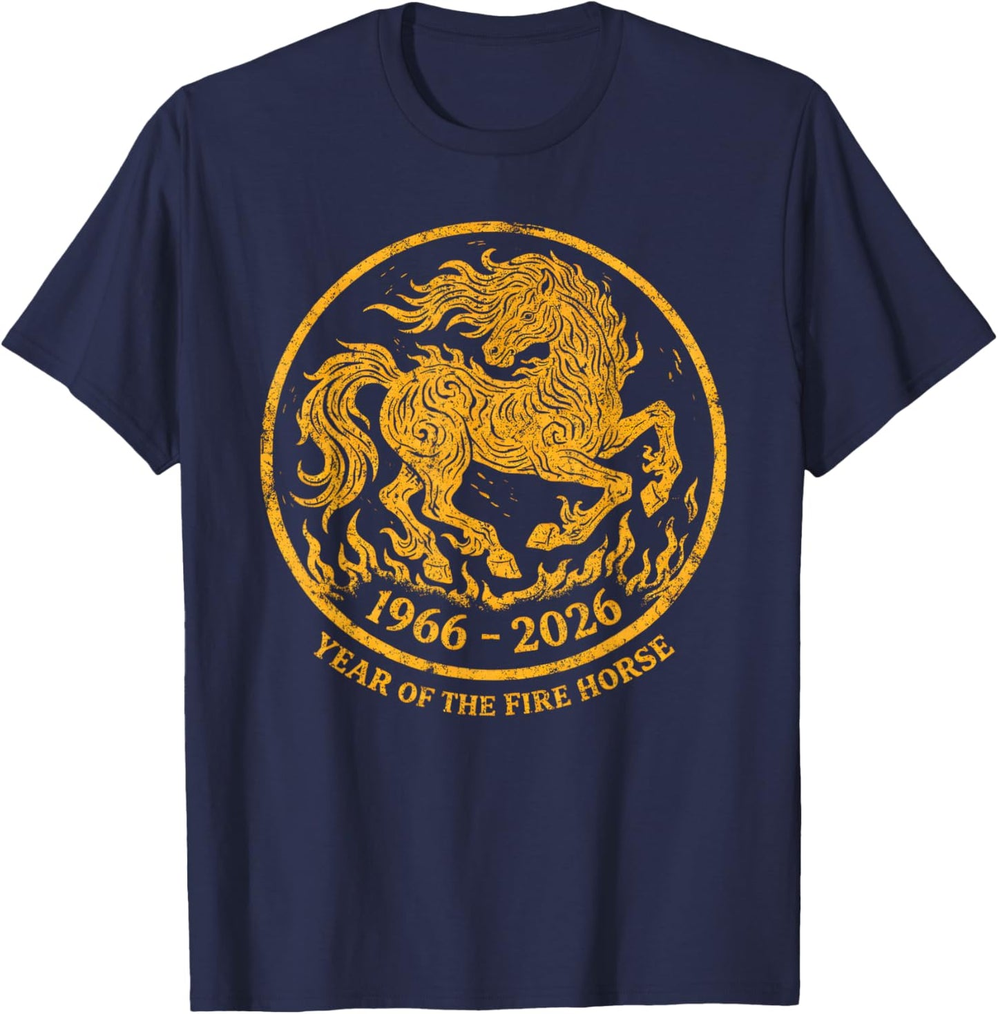 Retro 1966 2026 Year of The Fire Horse 60th Birthday Zodiac T-Shirt - T-Shirt | Navy