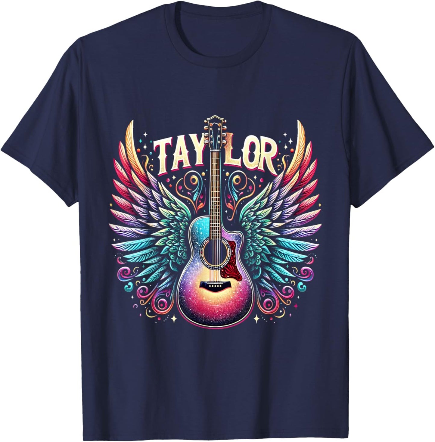 Girl Retro Taylor First Name Personalized Groovy 80's T-Shirt - T-Shirt | Navy