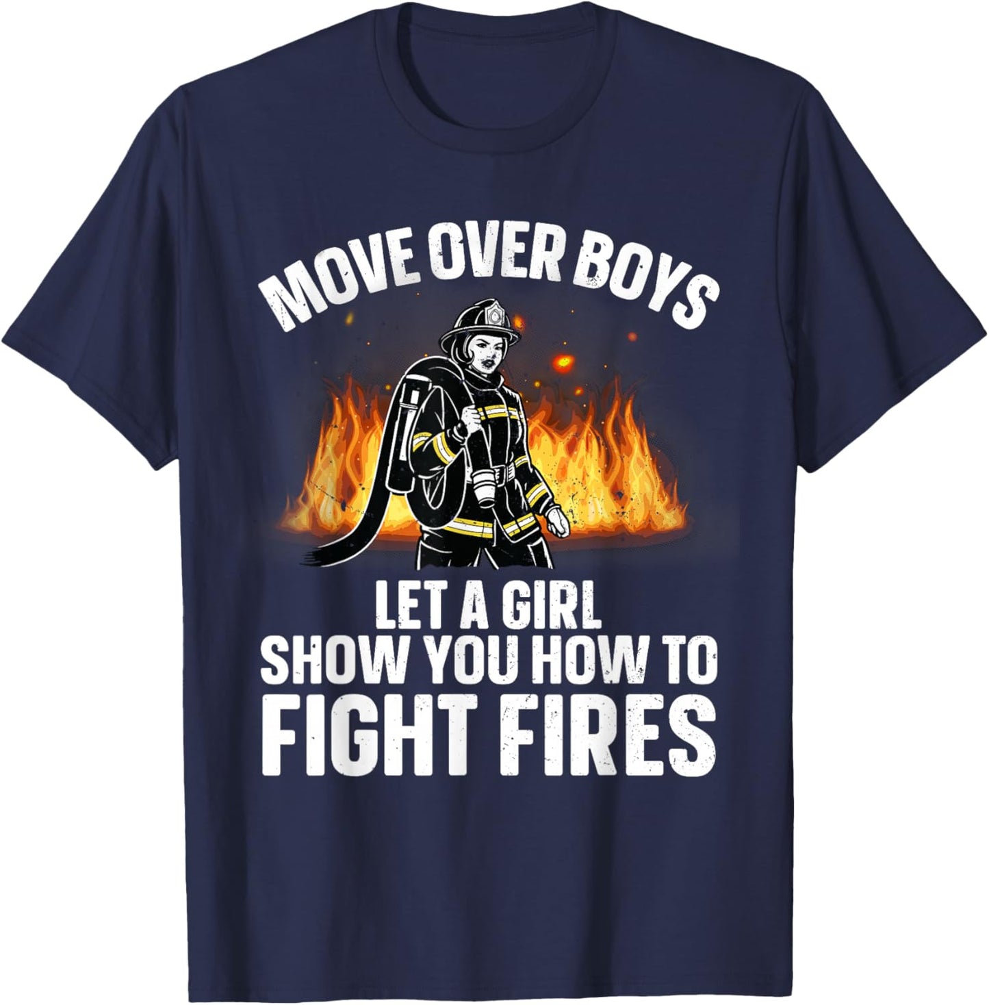 Firefighter Art Girls Firefighting Firefighter T-Shirt - T-Shirt | Navy
