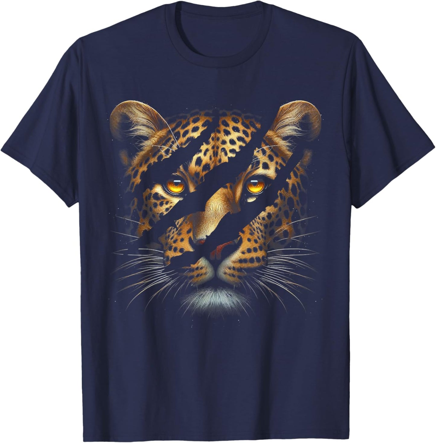 Leopard Cheetah Tiger Leopard Face Lion Cat T-Shirt - T-Shirt | Navy