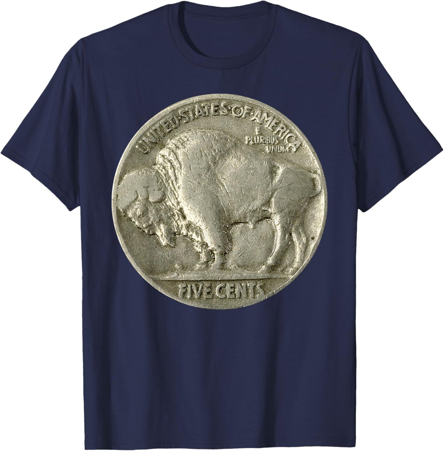 Buffalo Nickel Vintage Coin Design Classic American Currency T-Shirt - T-Shirt | Navy