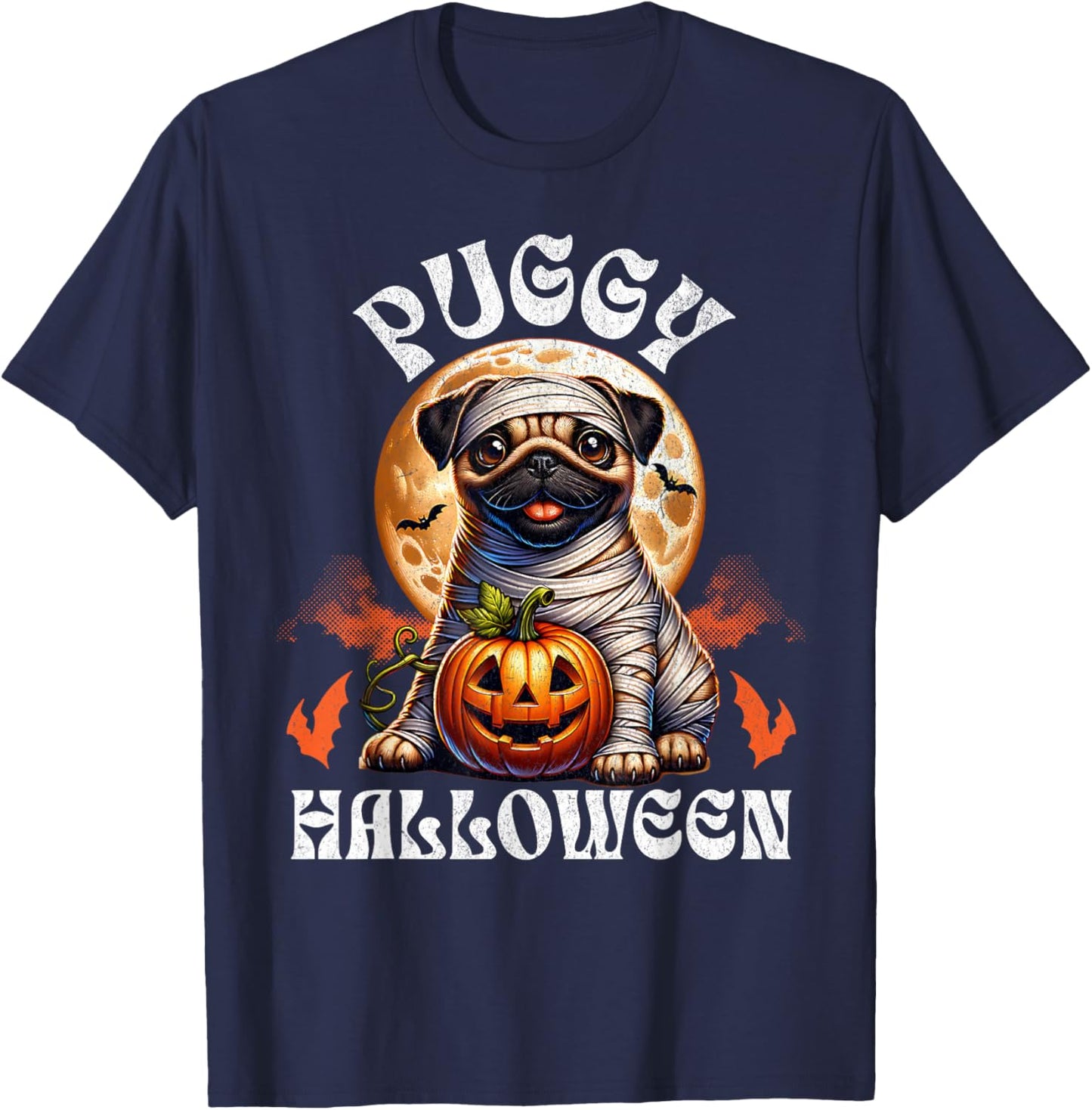Halloween Costume Pug Halloween Puggy Halloween T-Shirt - T-Shirt | Navy