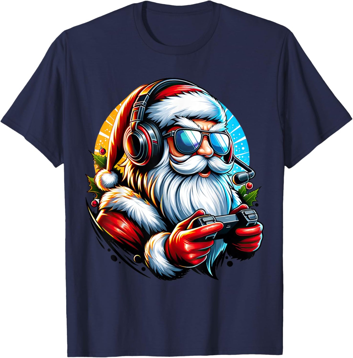 Christmas Gamer Boys Video Game Santa Xmas T-Shirt - T-Shirt | Navy