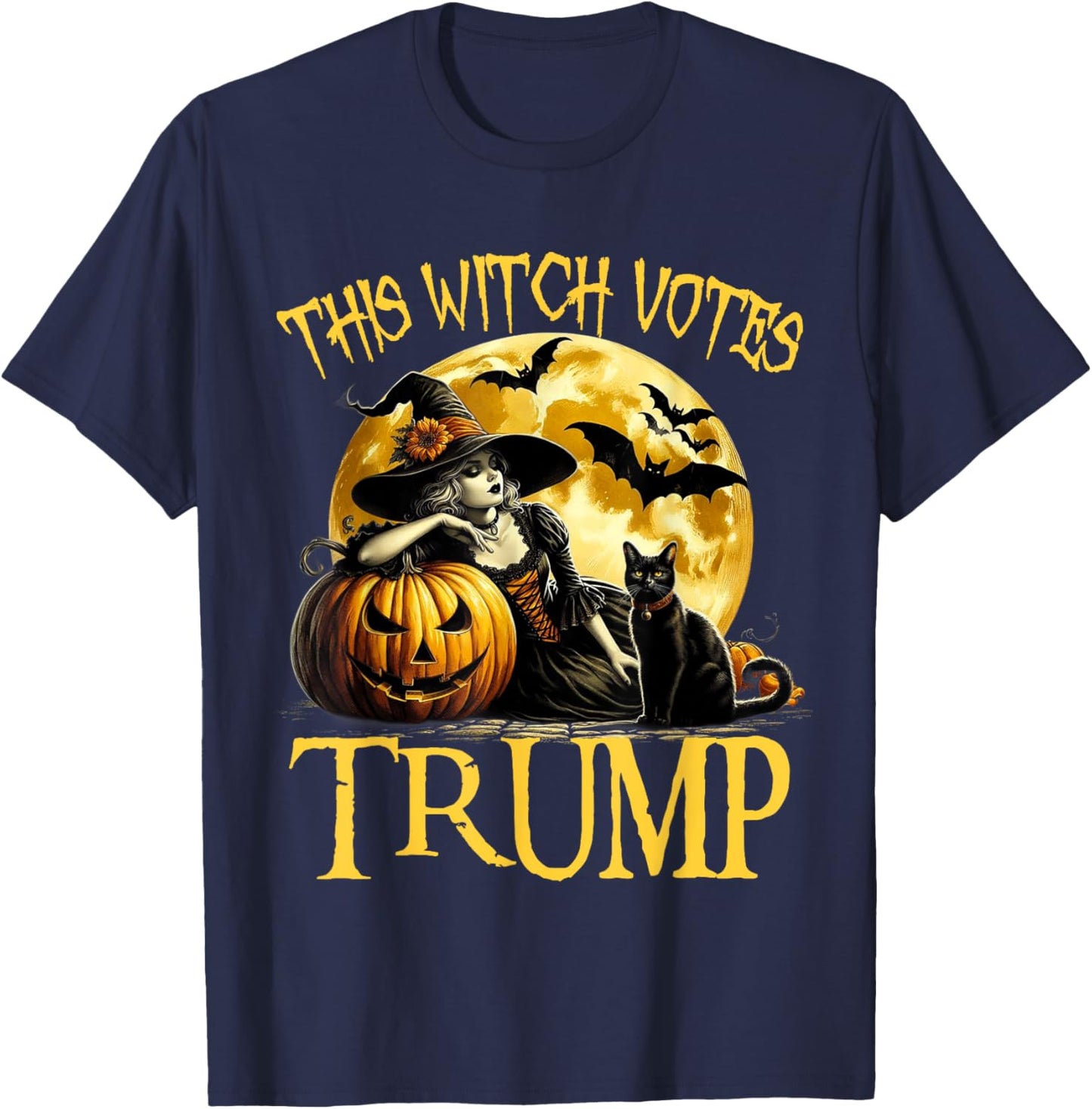 This Witch Votes Trump Halloween Costume Trumpkin Witch T-Shirt - T-Shirt | Navy