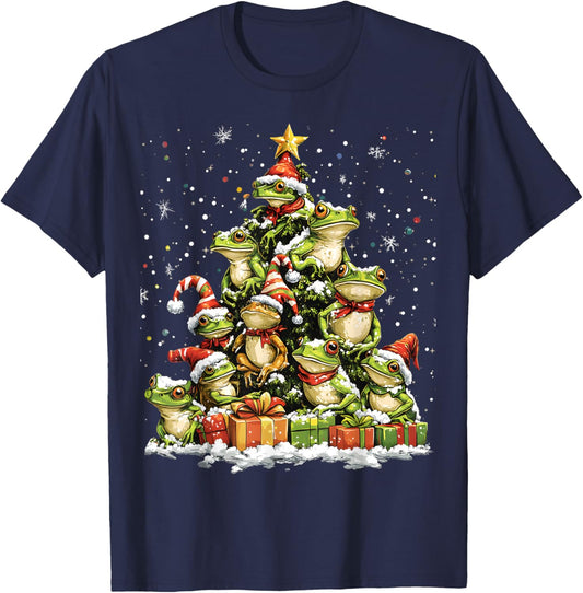 Frog Christmas Tree Ornament Decor Xmas T-Shirt - T-Shirt | Navy