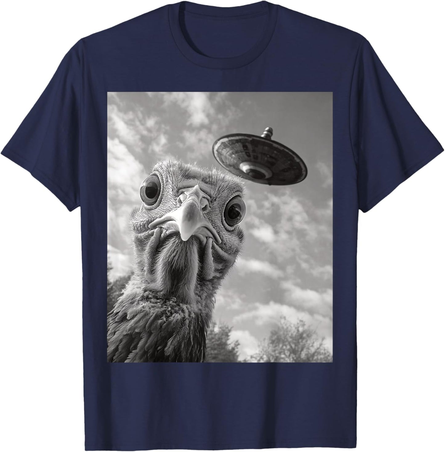 Funny Turkey Selfie UFO Thanksgiving T-Shirt - T-Shirt | Navy