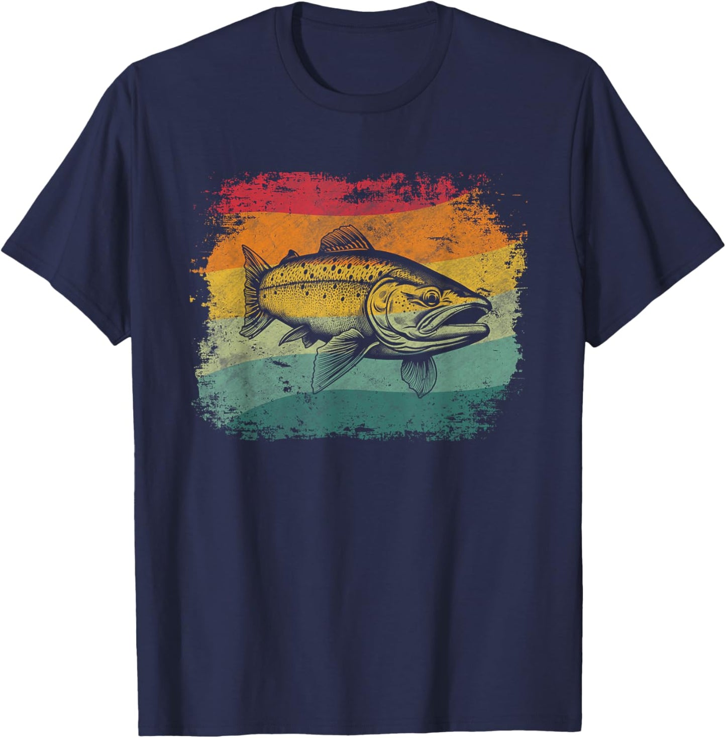 Steelhead Fish Retro Design T-Shirt - T-Shirt | Navy