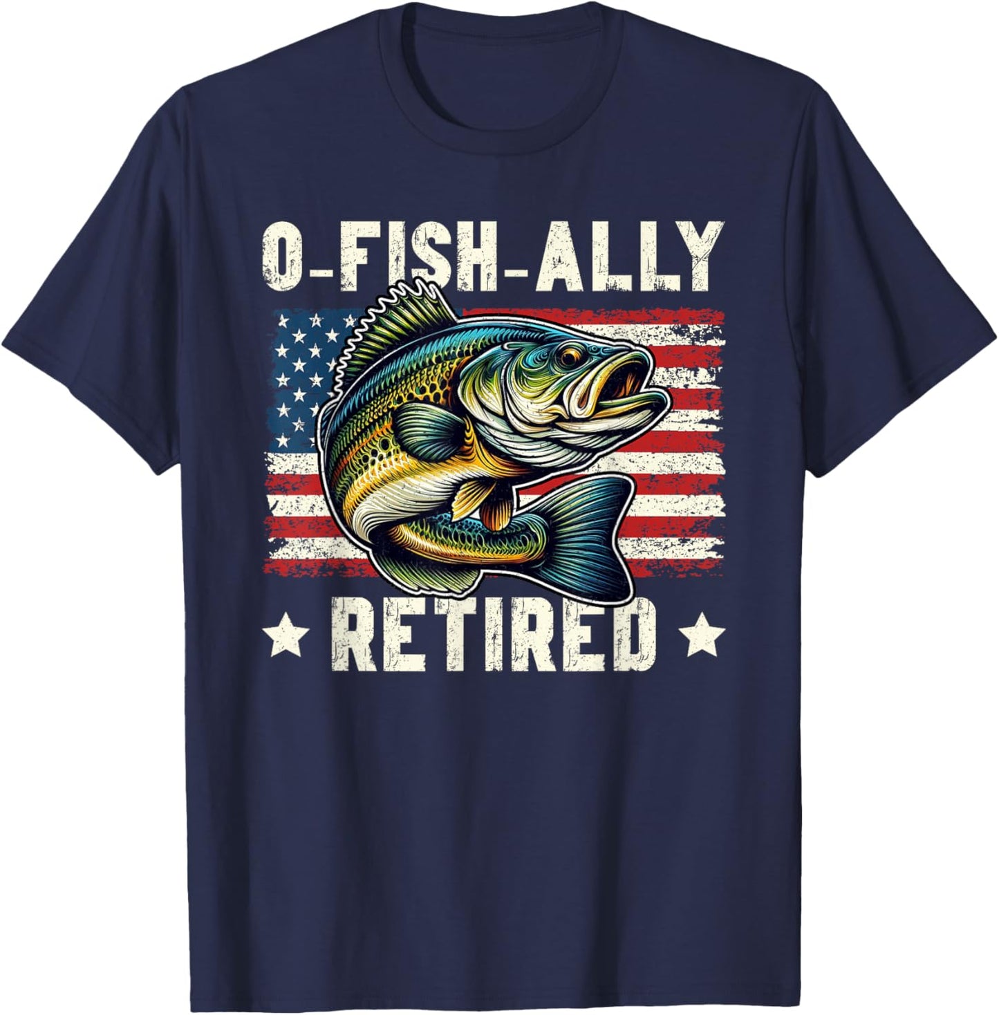 O Fish Ally Retired Fisherman Fishing Bass Retirement T-Shirt - T-Shirt | Navy