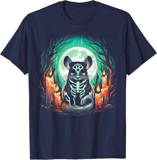 Cool Chinchilla Skeleton Halloween Christmas Birthday T-Shirt - T-Shirt | Navy