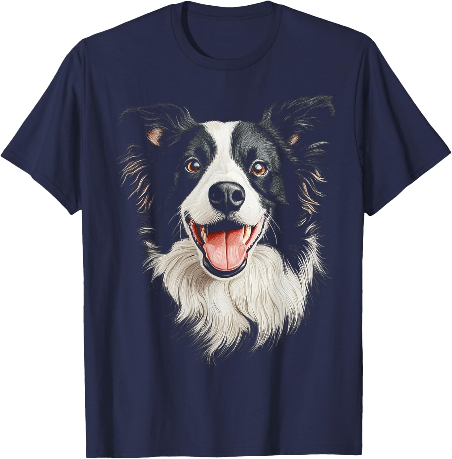 Border Collie Dog Motif Pet Artwork Border Collie Men Women Kids T-Shirt - T-Shirt | Navy