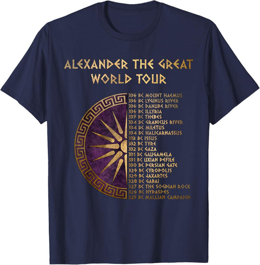 Alexander The Great: World Tour Through The Greek T-Shirt - T-Shirt | Navy