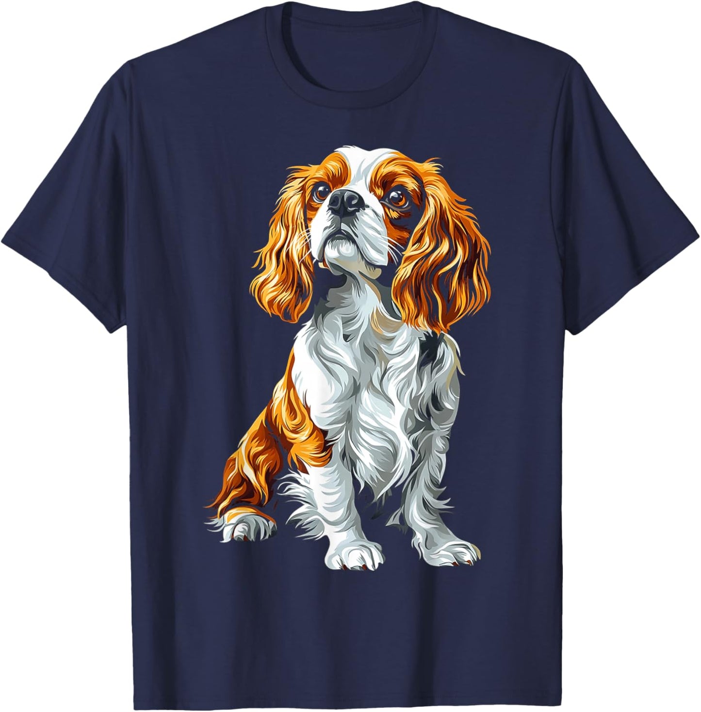 Cavalier King Charles Spaniel Dog Graphic Pet Artwork Men Women Kids T-Shirt - T-Shirt | Navy
