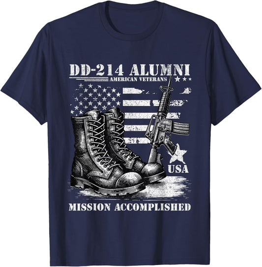 DD 214 Alumni USA Military Veteran American Flag DD-214 T-Shirt - T-Shirt | Navy