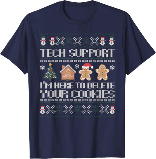 Tech-Support I'm Here To Delete Your Cookies Black T-Shirt - T-Shirt | Navy