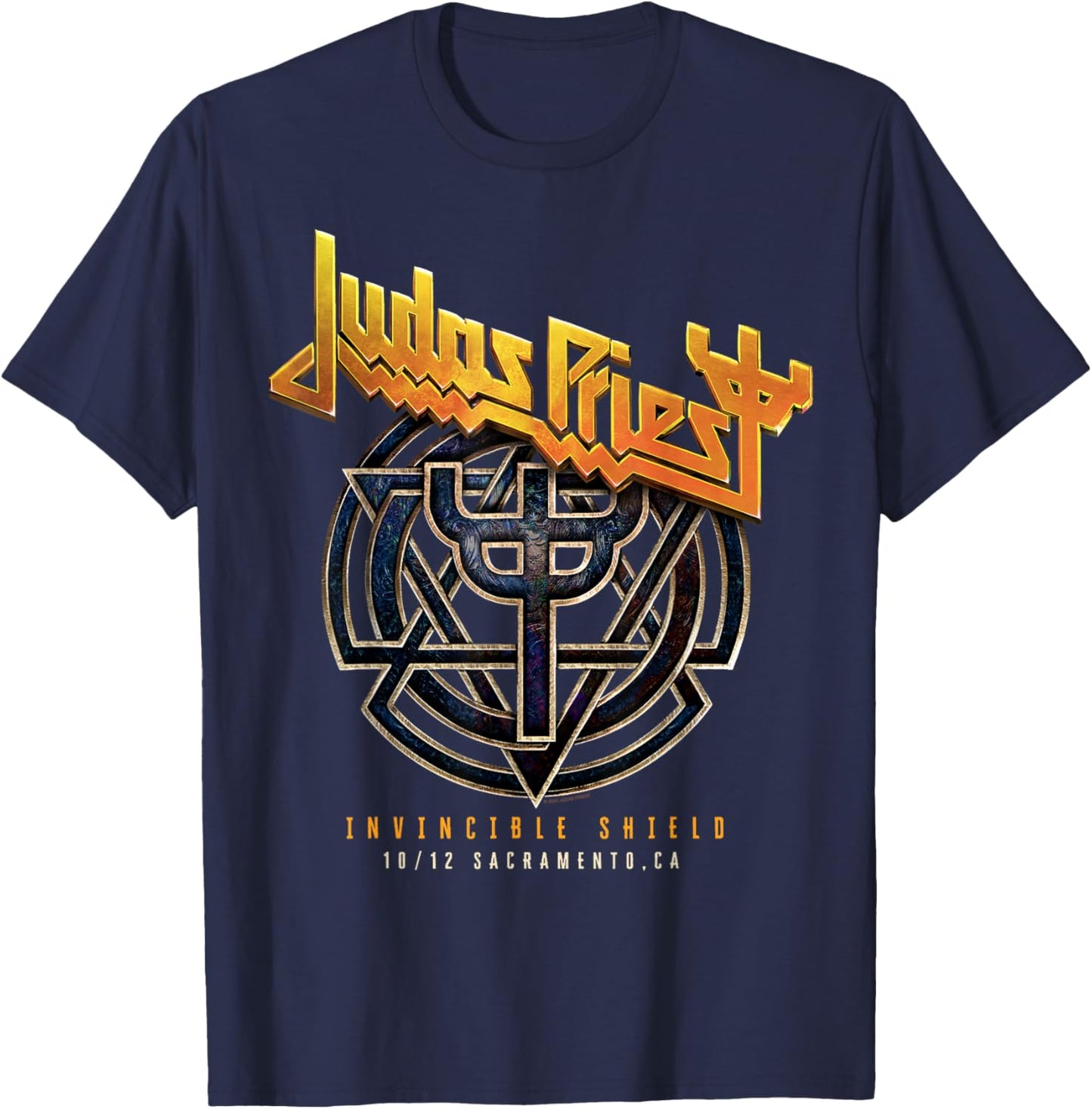 Judas Priest Invincible Shield 2024 Sacramento T-Shirt - T-Shirt | Navy