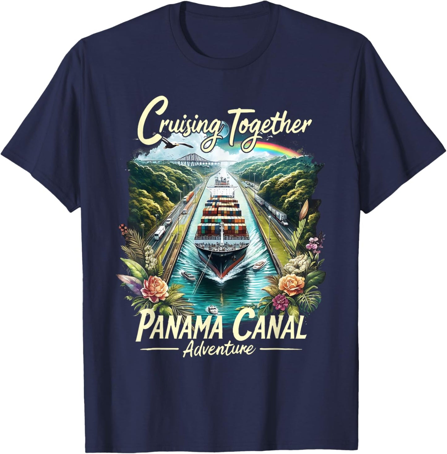 Panama Canal Panama Trip Cruising Family -Kids Black Small T-Shirt - T-Shirt | Navy