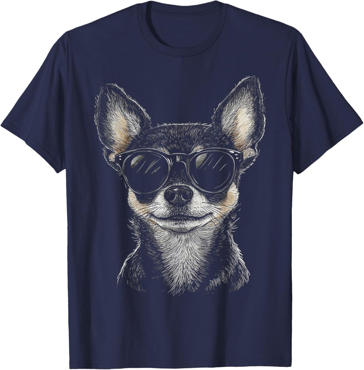 Chihuahua Dog Motif Pet Art Sunglasses Chihuahua T-Shirt - T-Shirt | Navy