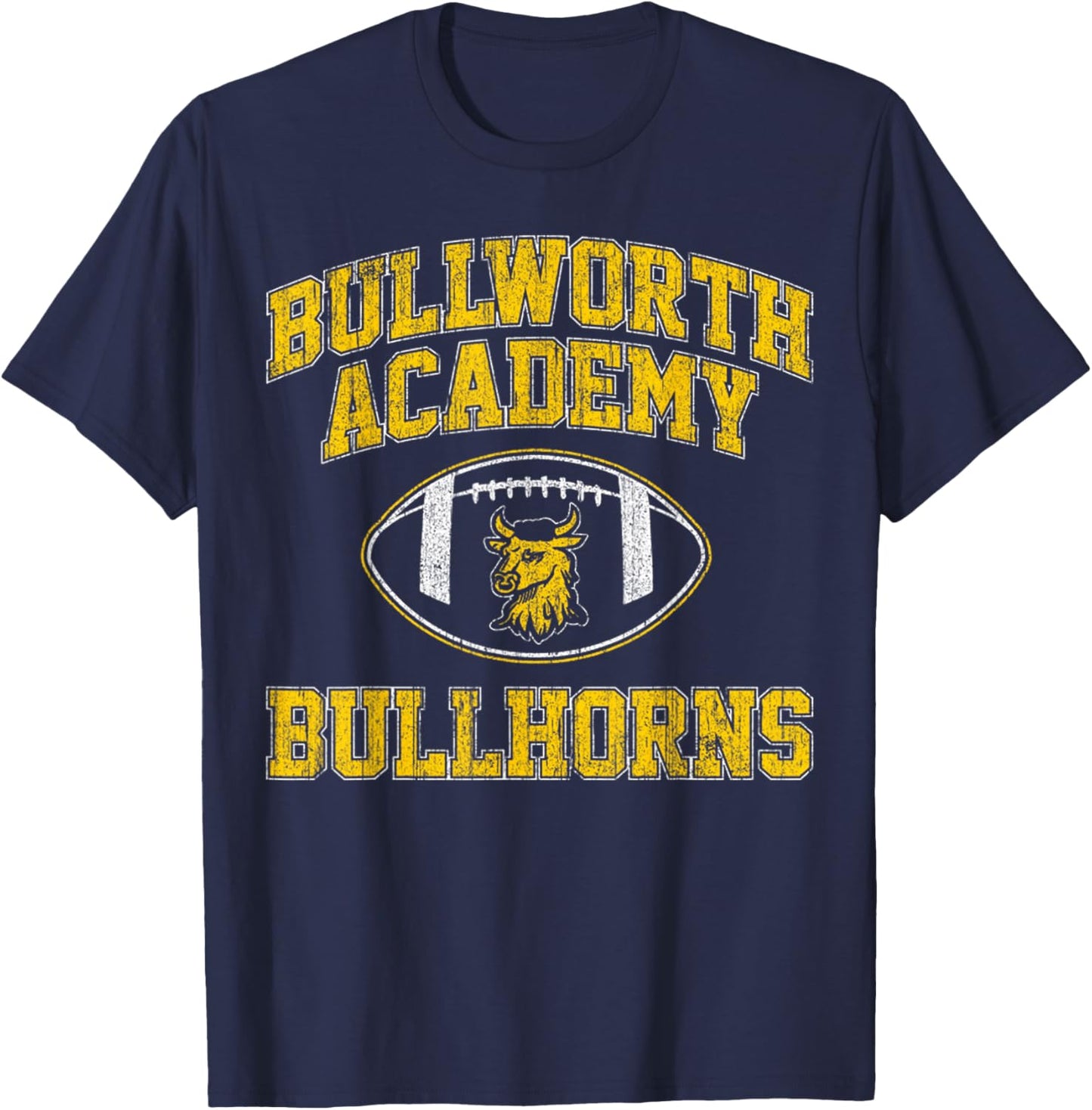 Vintage Bullworth Academy Bullhorns Football T-Shirt - T-Shirt | Navy