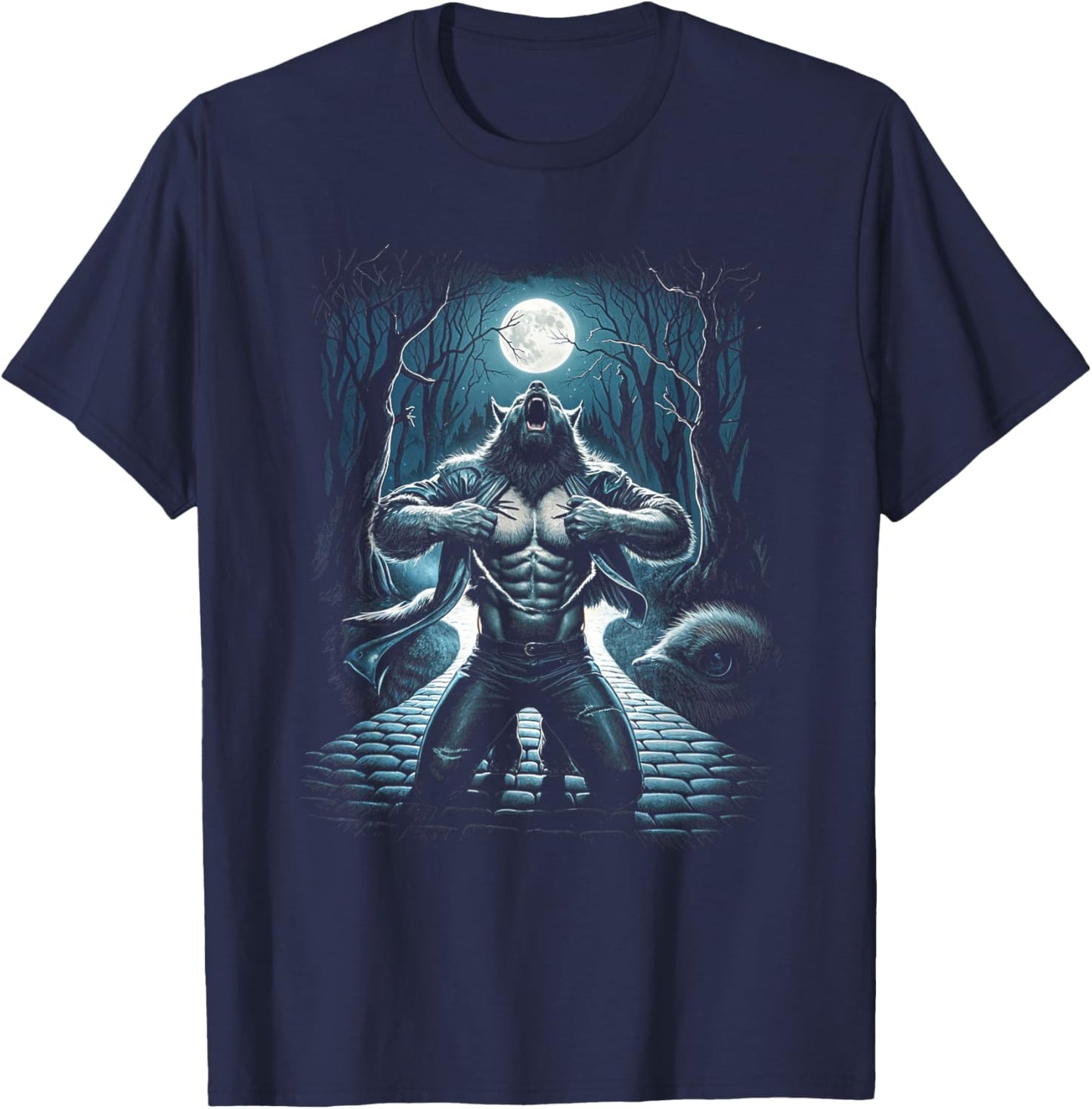 Werewolf Transformation Moon Beast Mythical Creature T-Shirt - T-Shirt | Navy