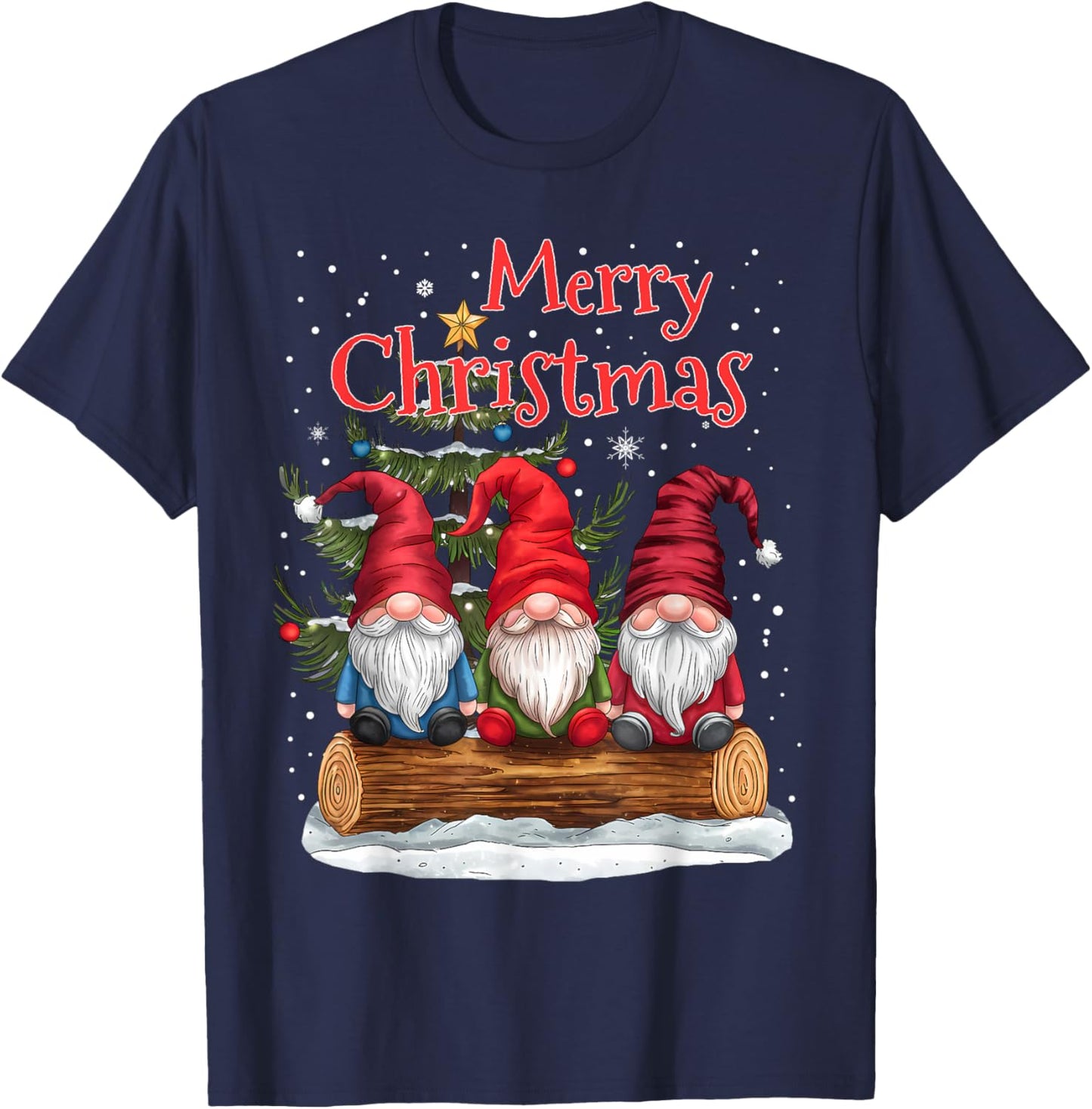 Merry Christmas Gnomes Family Xmas Festive Holiday Gnome T-Shirt - T-Shirt | Navy
