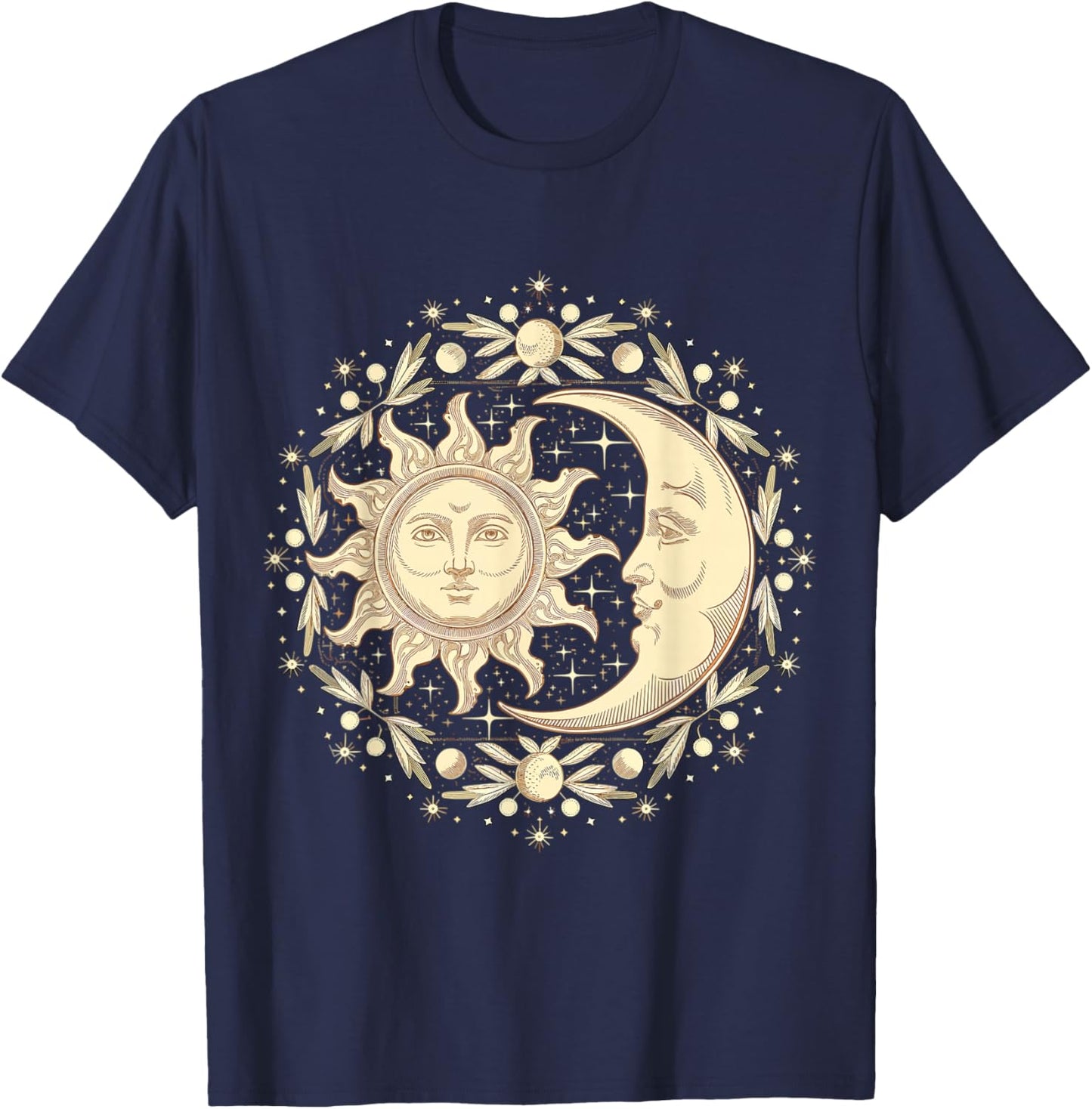 Celestial Moon and Sun T-Shirt - T-Shirt | Navy