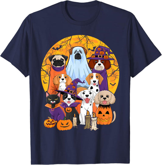 Dog Ghost Cute Dog Dressed As Ghost Funny Halloween Dog T-Shirt - T-Shirt | Navy