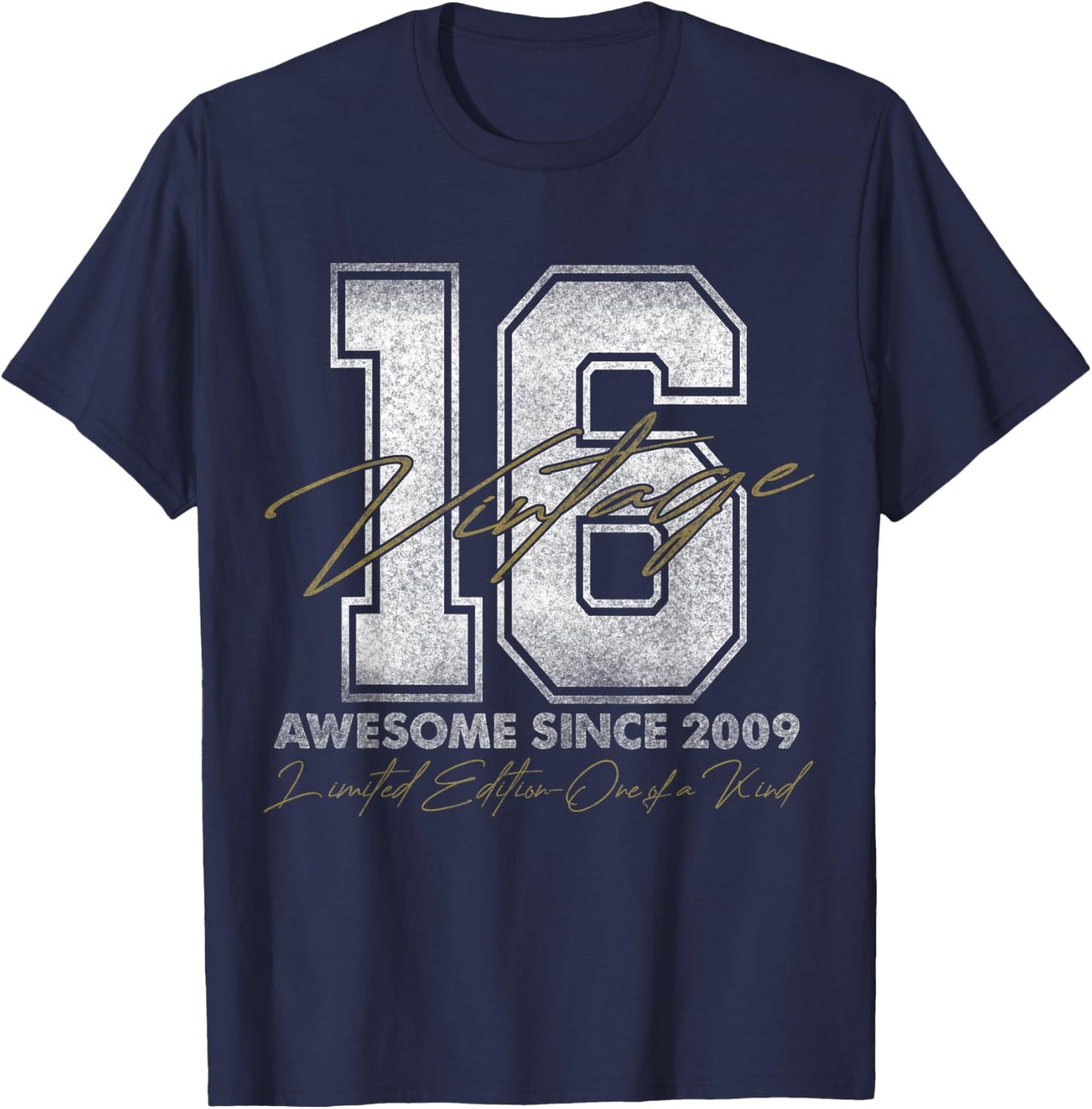 Vintage Number Shirts 2025 16 Year Old Gifts Vintage 2009 Limited Edition 16th Birthday T-Shirt - T-Shirt | Navy