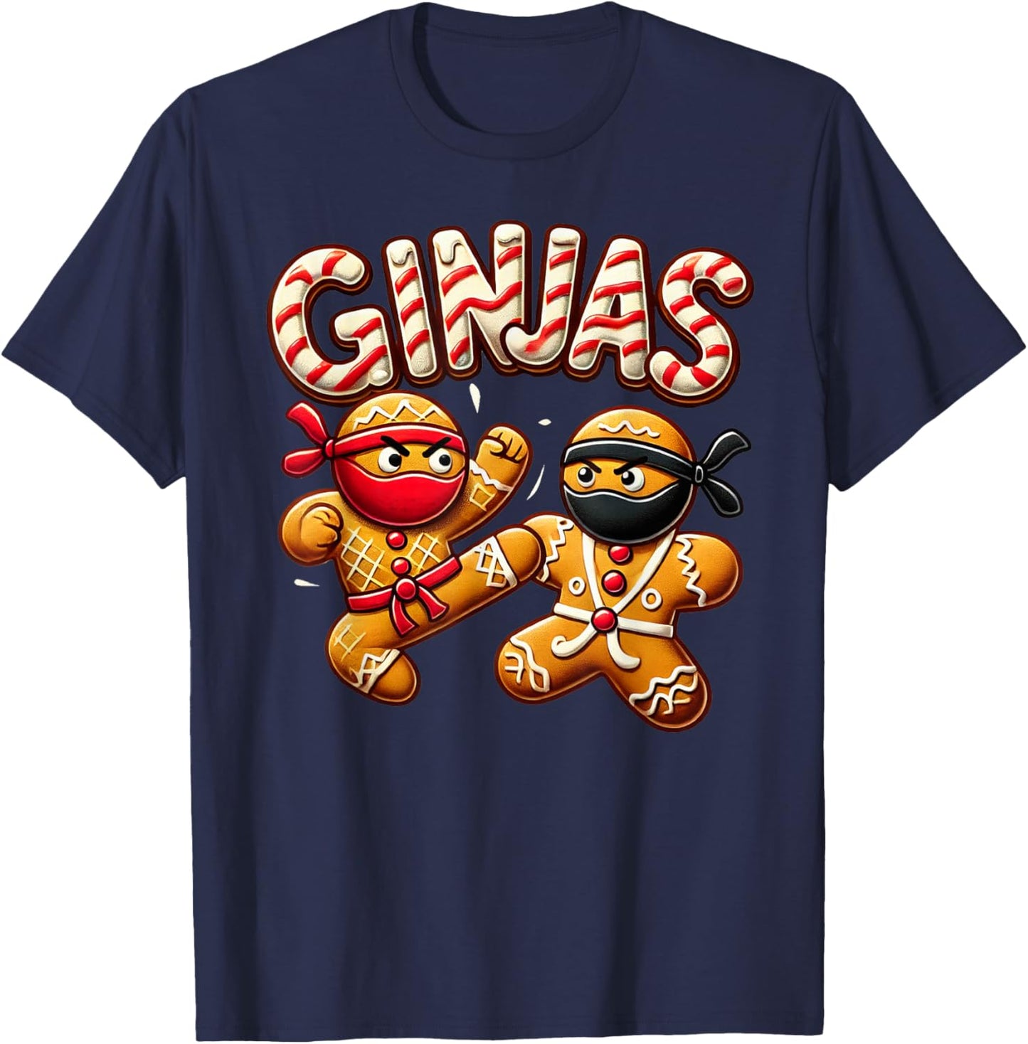 Funny Ginjas Gingerbread Ninjas for kid boys Christmas Xmas T-Shirt - T-Shirt | Navy