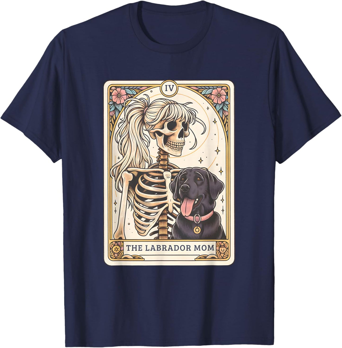 Black Lab Mom Tarot Card, Black Labrador Skeleton Halloween T-Shirt - T-Shirt | Navy