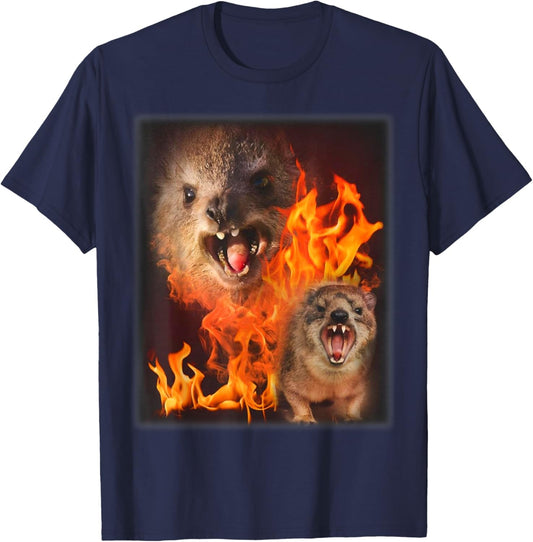 Funny Rock Hyrax Fire Meme T-Shirt - T-Shirt | Navy