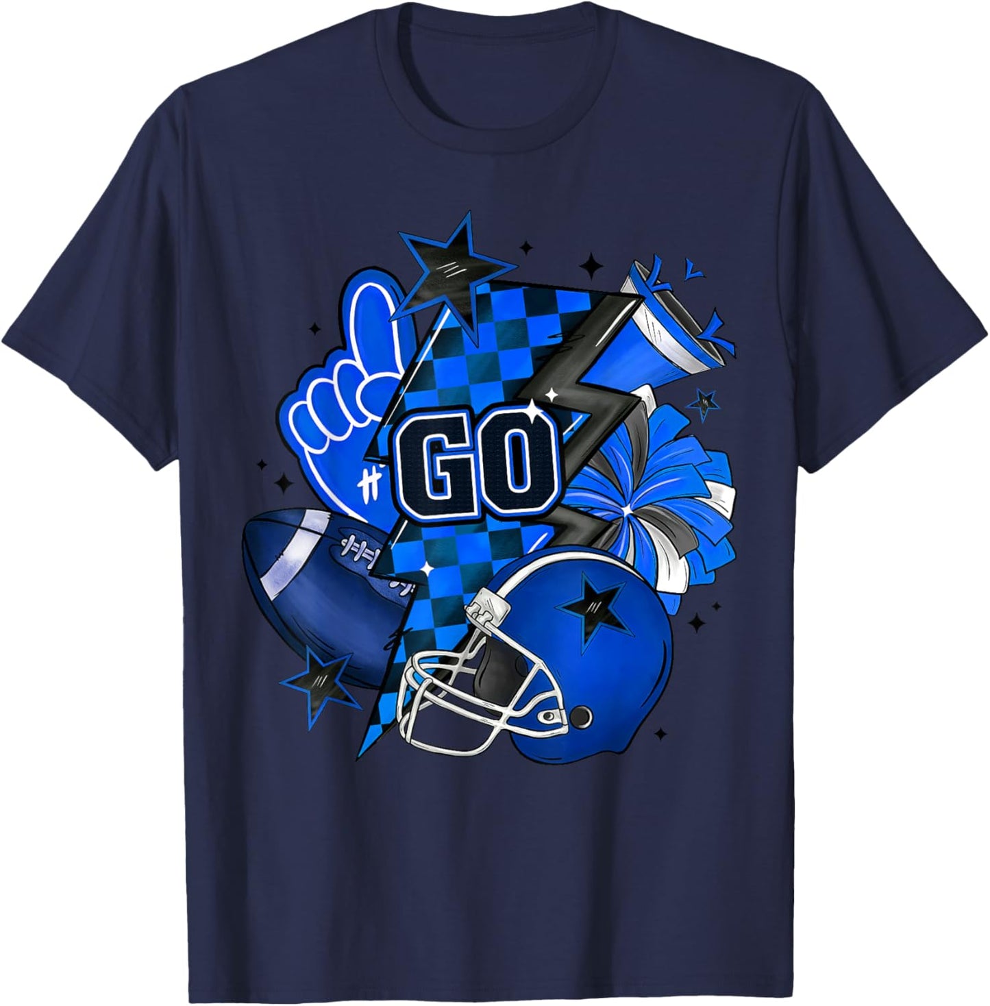 Game Day Cheer Blue Coquette Bow Touchdown Season Football T-Shirt - T-Shirt | Navy