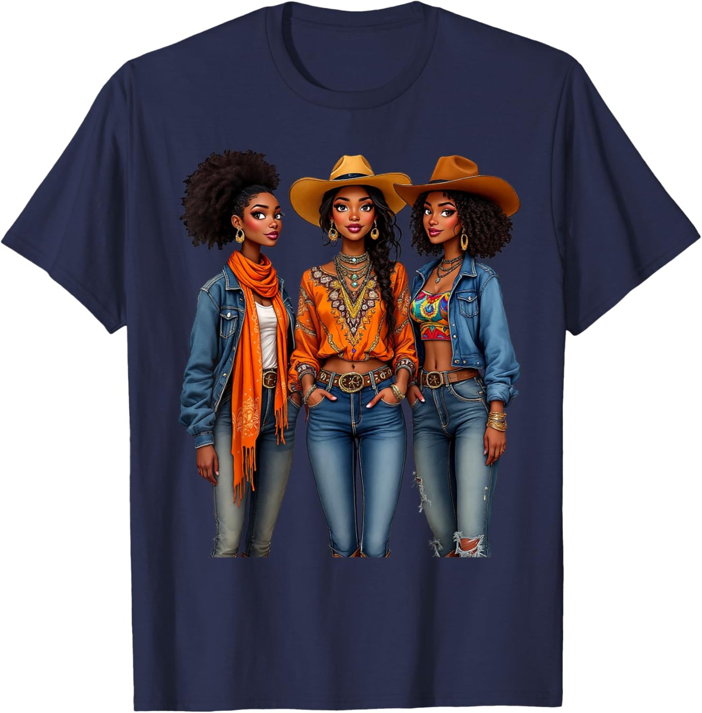 Black Cowgirl Vibes Melanin Black History Texas T-Shirt - T-Shirt | Navy