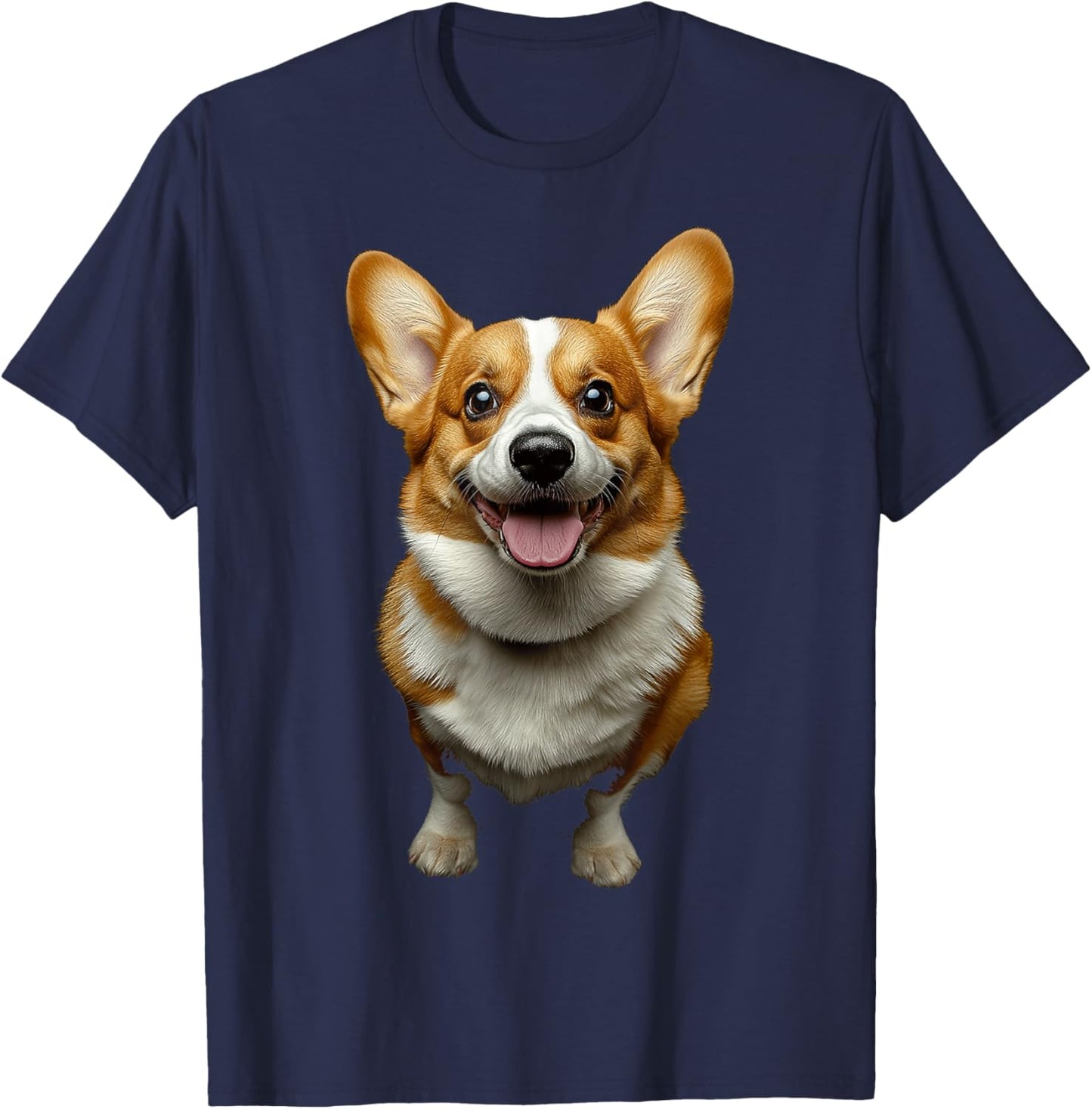 Pembroke Welsh Corgi Dog Motif Pet Artwork T-Shirt - T-Shirt | Navy