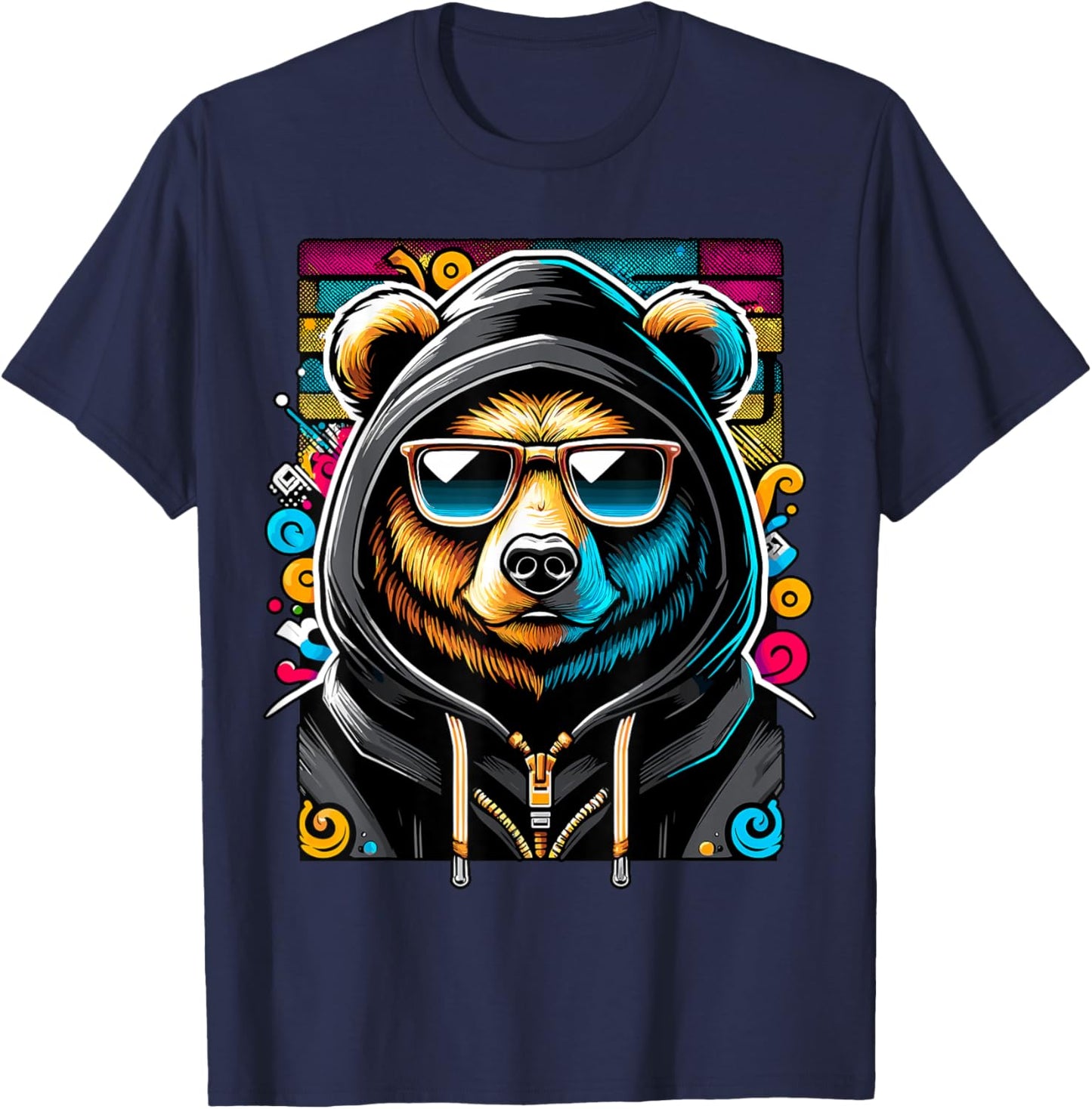 Hip Hop Teddy Bear with Sunglasses Rap Music T-Shirt - T-Shirt | Navy