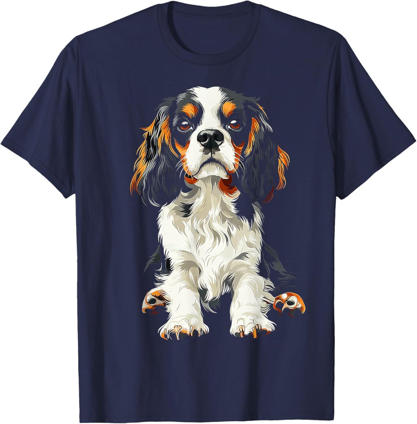Cavalier King Charles Spaniel Dog Graphic Pet Artwork Women Kids T-Shirt - T-Shirt | Navy