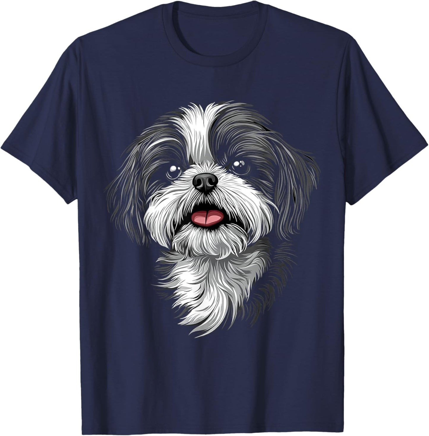 Shih Tzu Dog Motif Pet Illustration Shih Tzu T-Shirt - T-Shirt | Navy