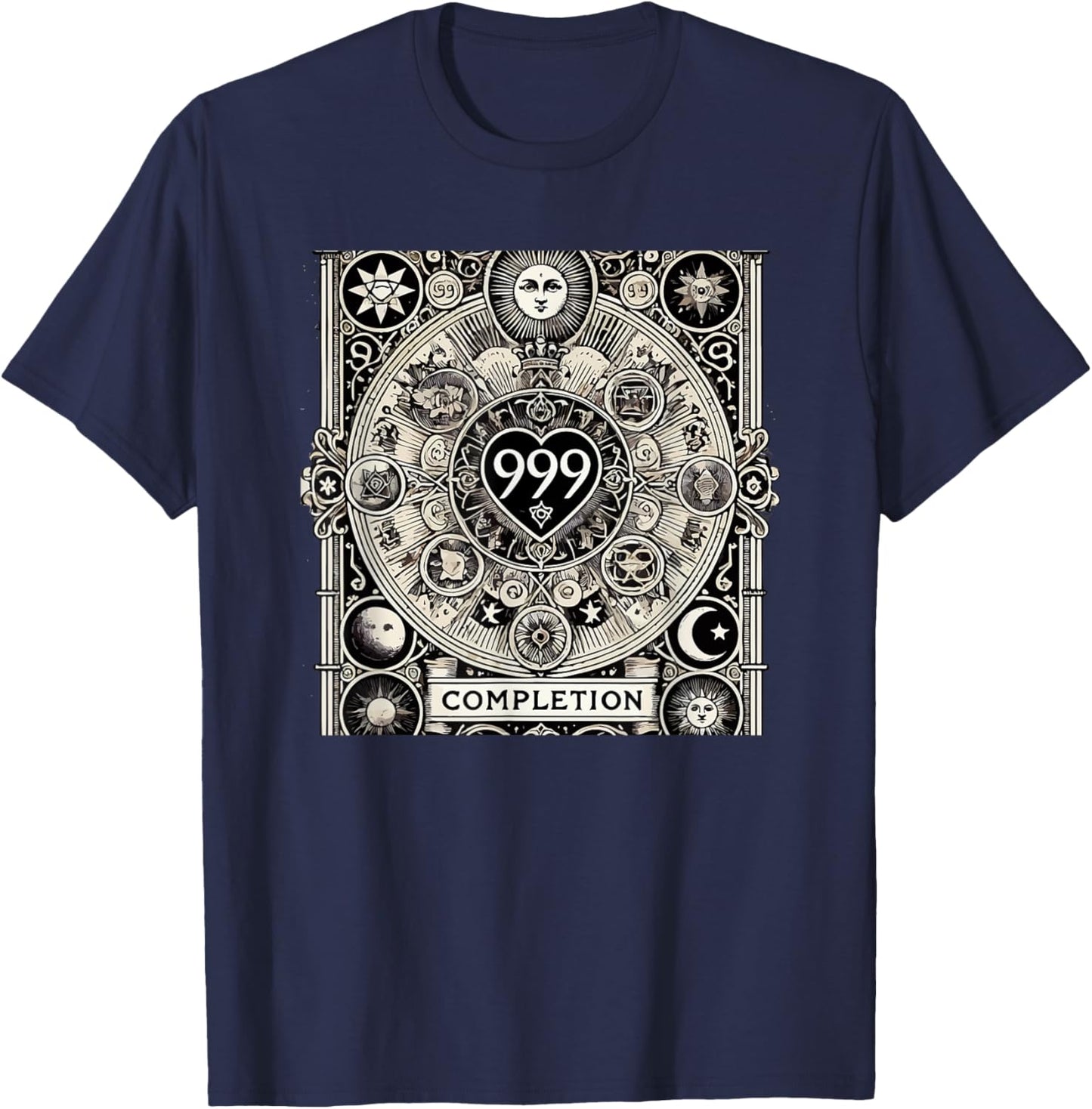 Angel Number 999 Completion Numerology T-Shirt - T-Shirt | Navy