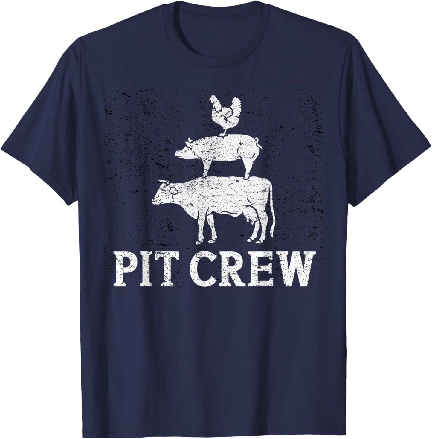 Funny Pit Crew BBQ Grilling Smoking Chicken Pork Beef T-Shirt - T-Shirt | Navy