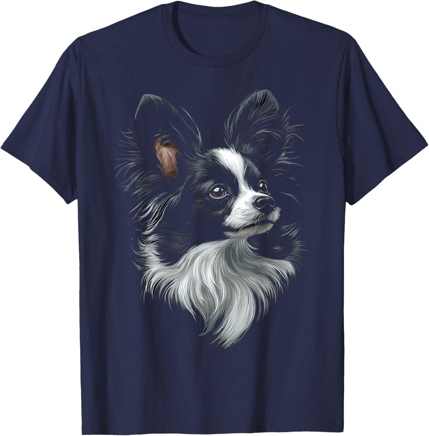 Papillon Dog Motif Pet Art Papillon T-Shirt - T-Shirt | Navy