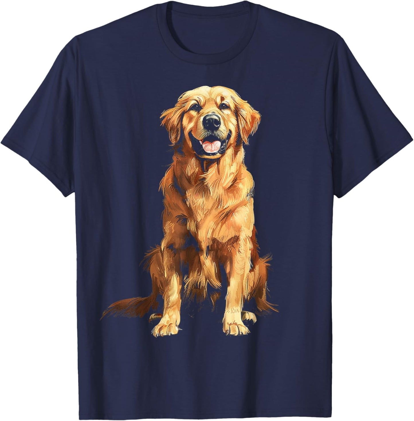 Golden Retriever Dog Motif Pet Art Golden Retriever Women Kids T-Shirt - T-Shirt | Navy