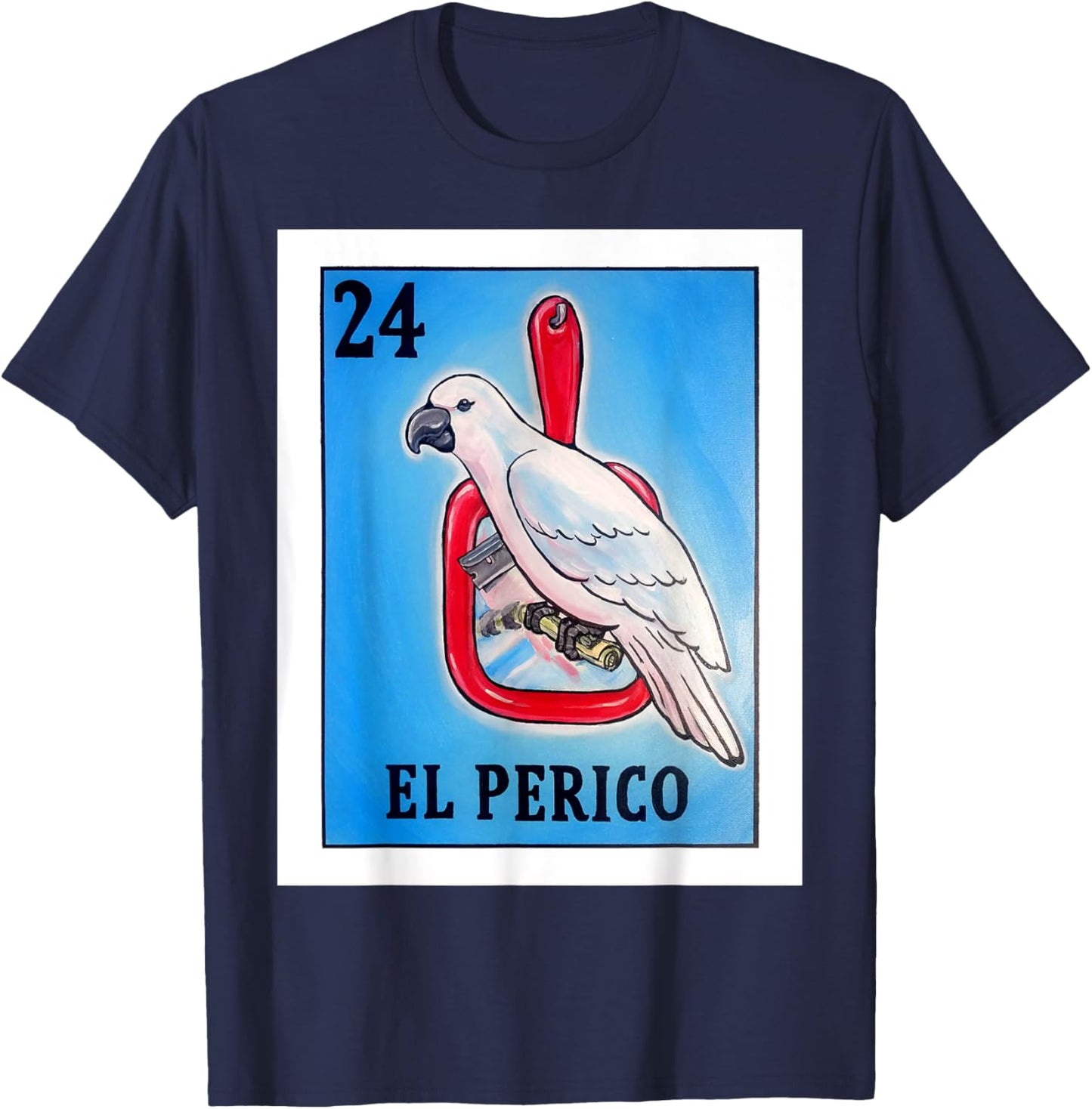 El Perico Card Parakeet Mexican Lottery Card T-Shirt - T-Shirt | Navy