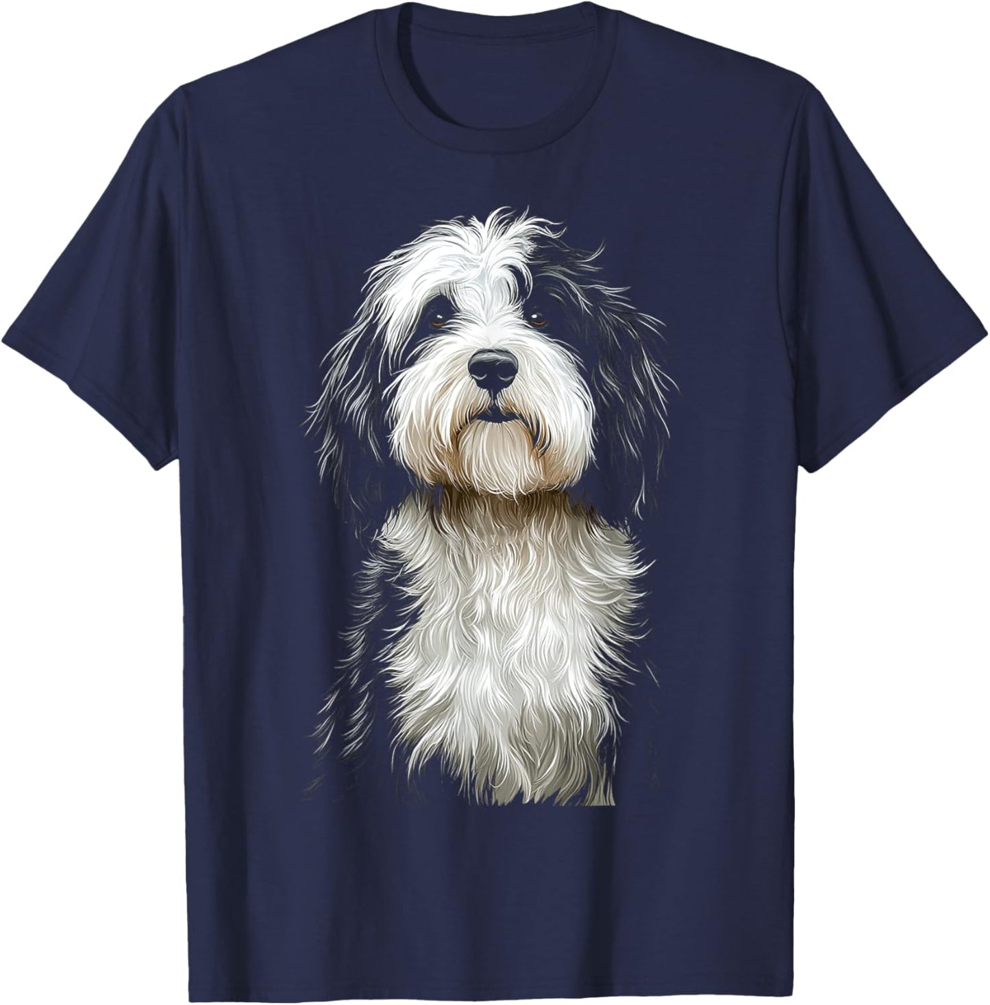 Old English Sheep Dog Motif Pet Artwork Old English Sheep Women Kids T-Shirt - T-Shirt | Navy