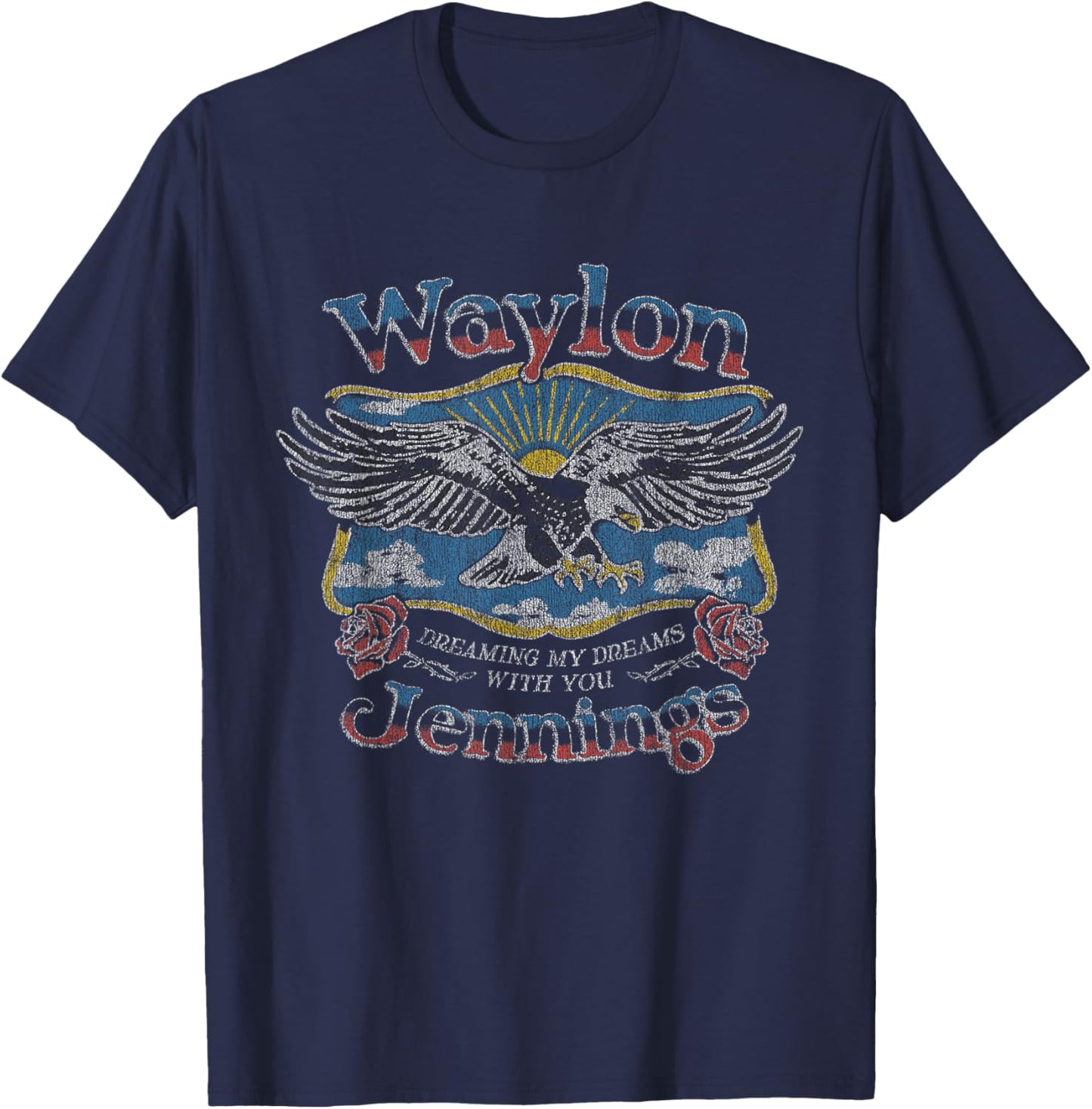 Waylon Jennings - Official Merchandise - Dreaming My Dreams T-Shirt - T-Shirt | Navy