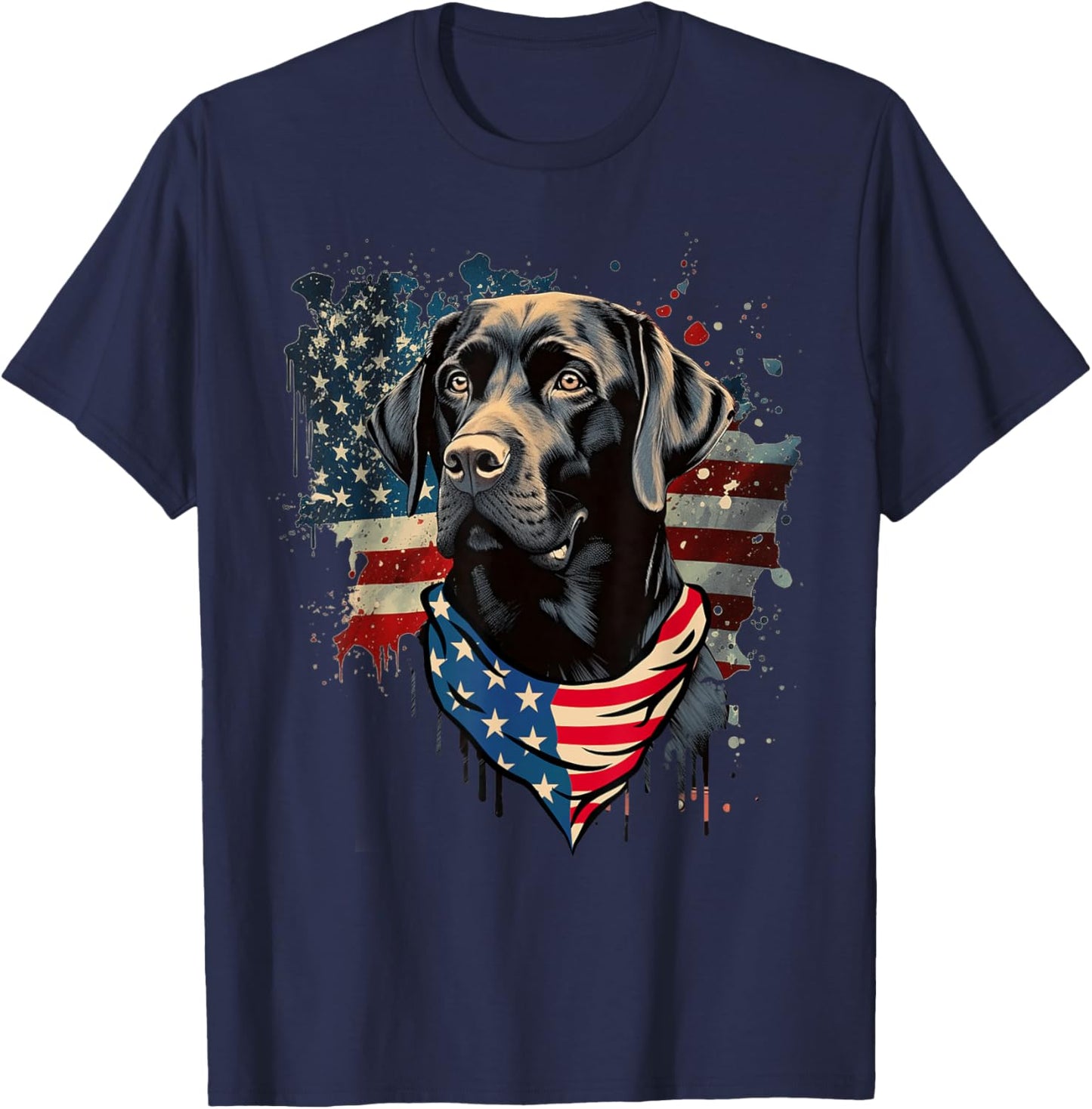 American Black Labrador Retriever USA Flag Vintage Dog Lover T-Shirt - T-Shirt | Navy