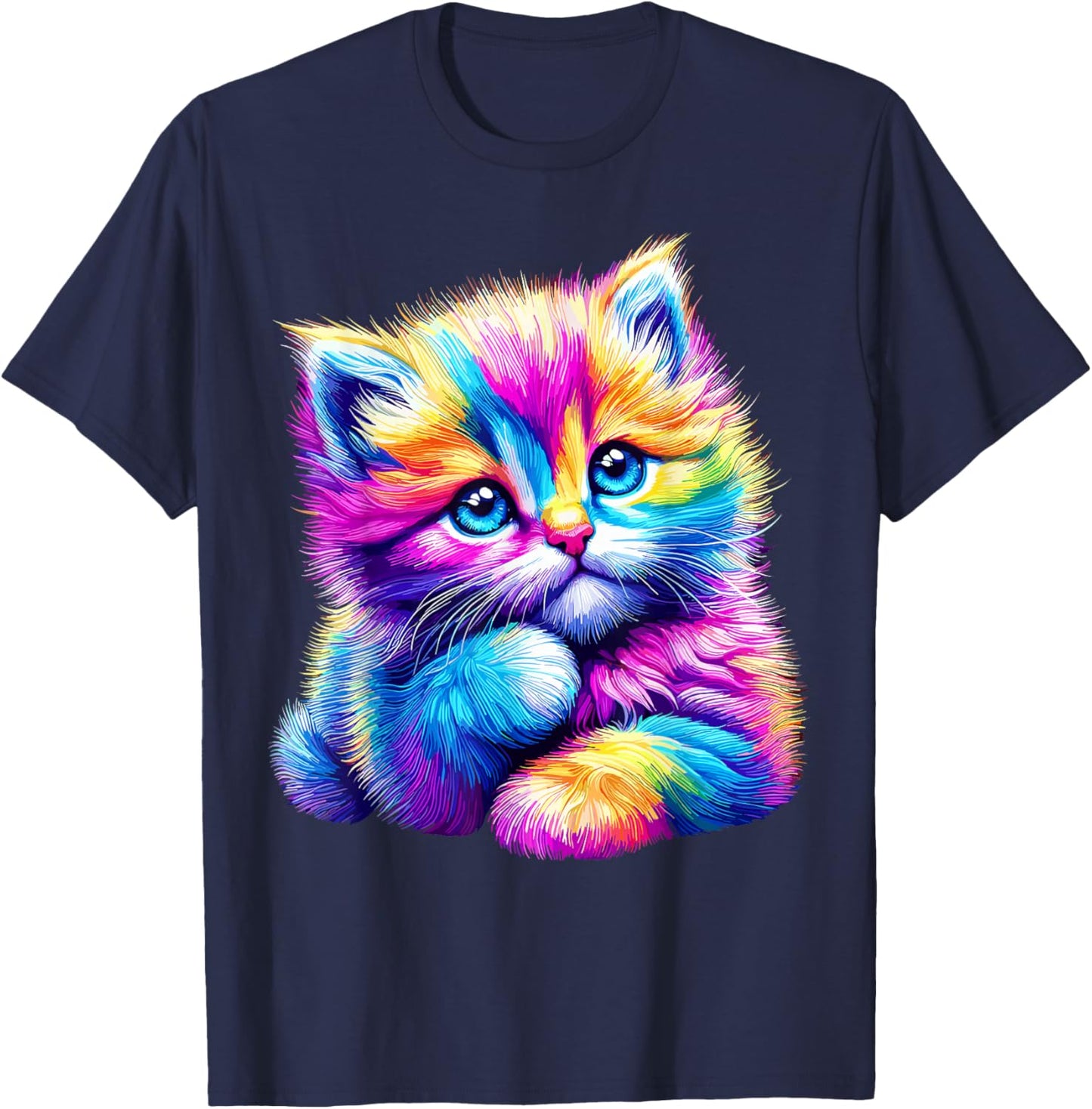 Cat Colorful for Cat Lovers T-Shirt - T-Shirt | Navy