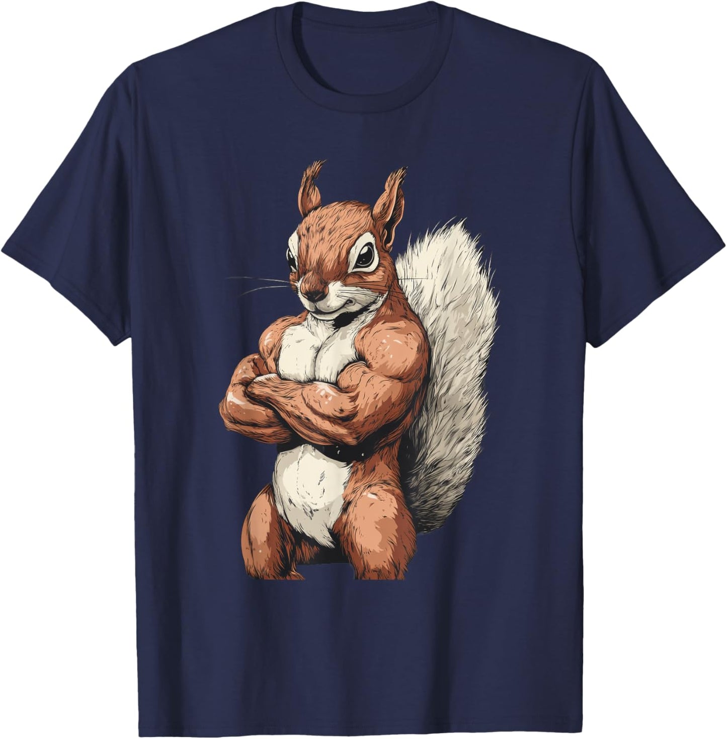 Muscular Squirrel Powerlifting Weightlifting Gym Workout T-Shirt - T-Shirt | Navy