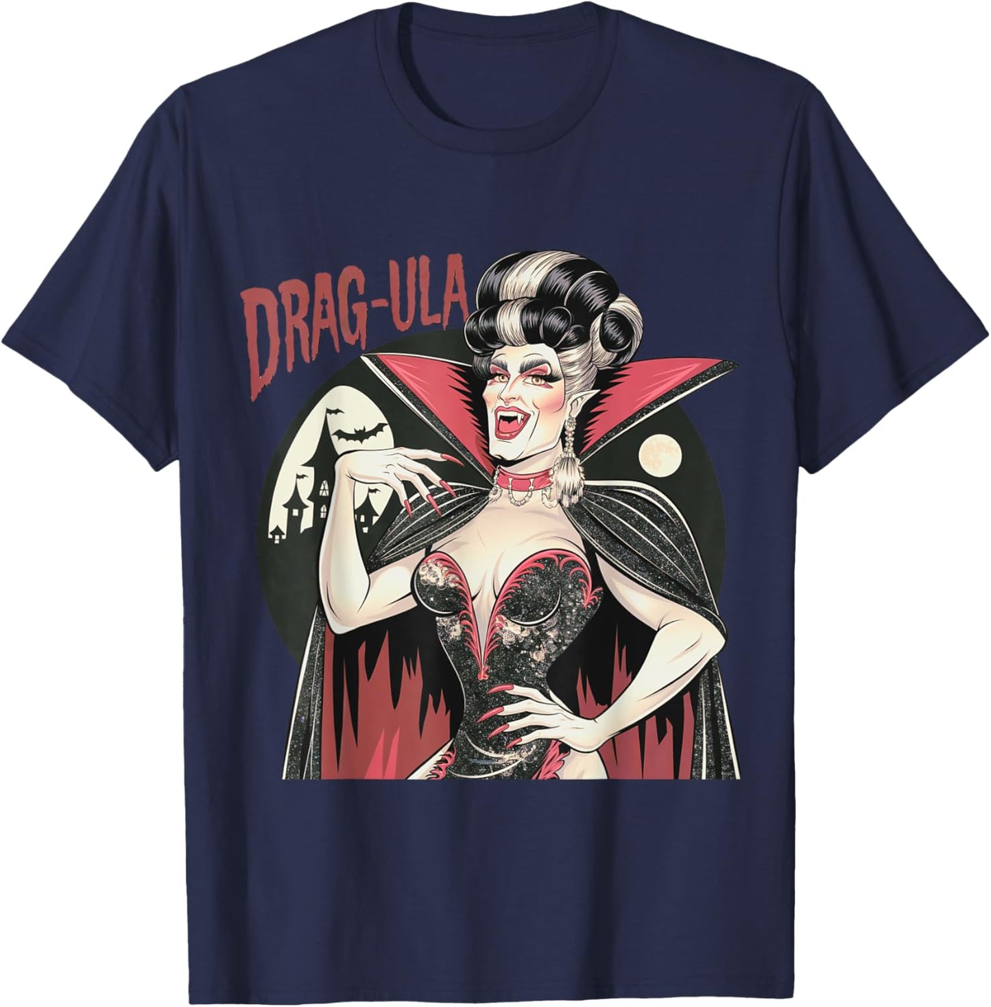 Vampire Funny Halloween Drag Queen Dragula Queer Gay T-Shirt - T-Shirt | Navy