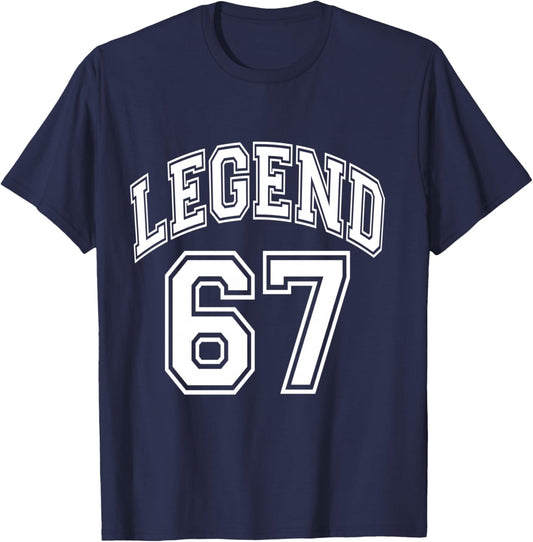 Legend 67 Number Varsity Team - 67th Birthday & 67 Years Old T-Shirt - T-Shirt | Navy