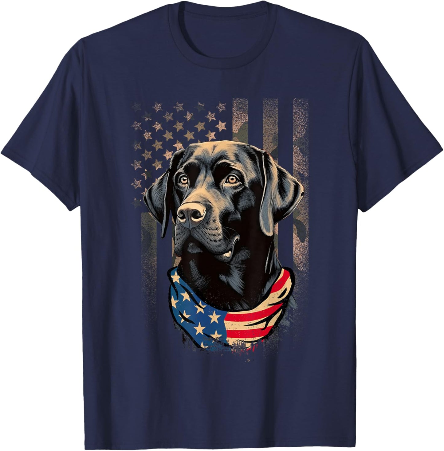 Black Labrador Retriever USA Flag Vintage Labrador Owner T-Shirt - T-Shirt | Navy